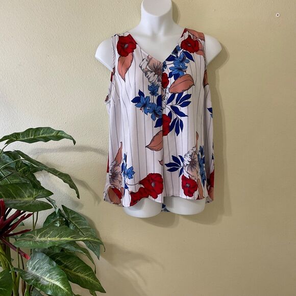 LIZ CLAIBORNE Blouse Size 2XL multicolor Sleeveless Top V-neck - Picture 1 of 7